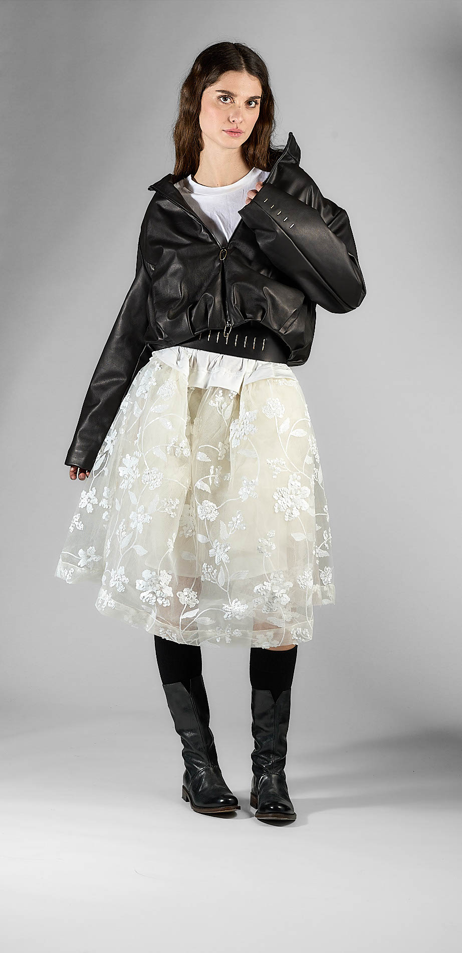 DANIELE BASTA LEATHER AND SILVER JACKET